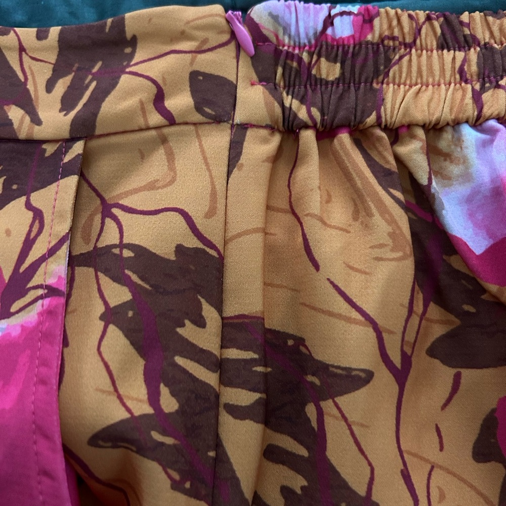 Floral Pink and Orange Women's Wide Leg Pants - Picture 4 of 4